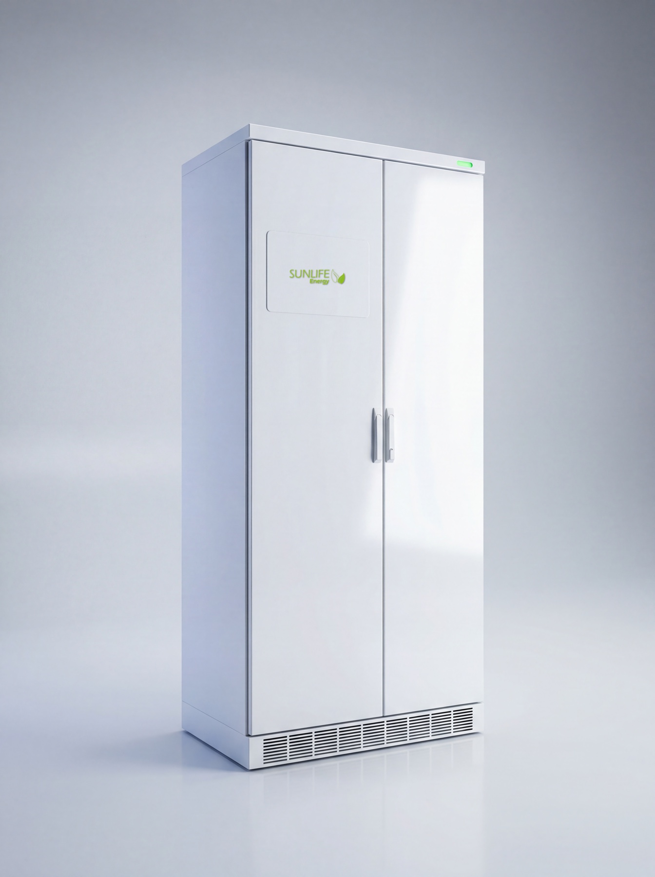 Gotion EDGE Batteriespeicher: kompakter anthrazitfarbener Schrank, Frontansicht